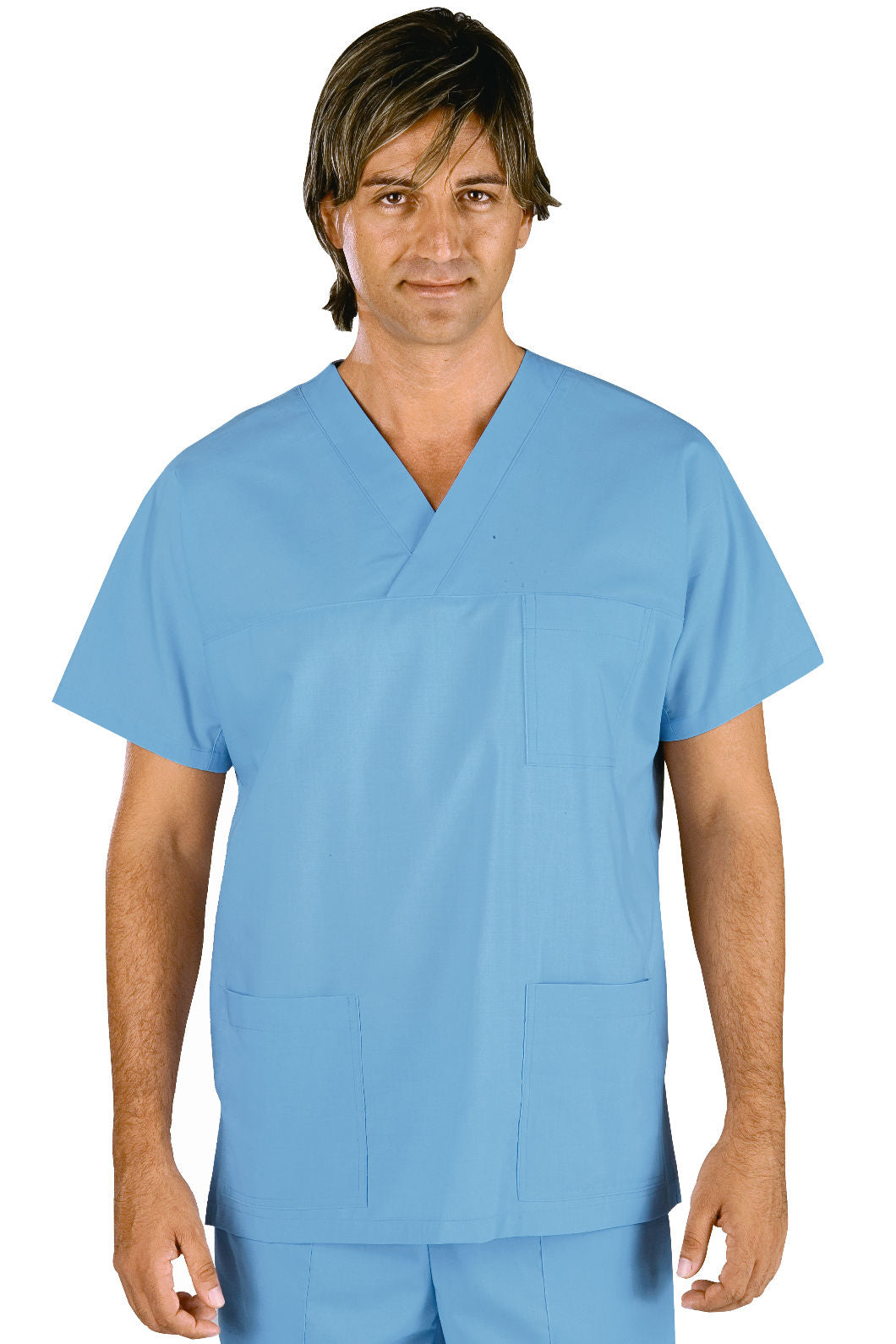 Casacca celeste collo a V unisex Isacco