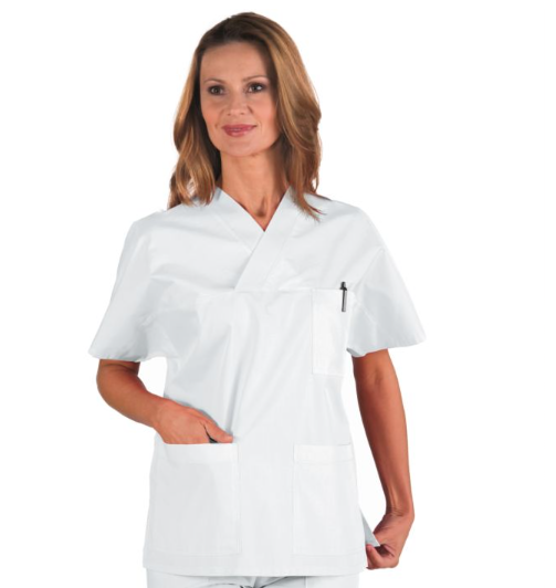 Casacca bianca collo a V unisex Isacco