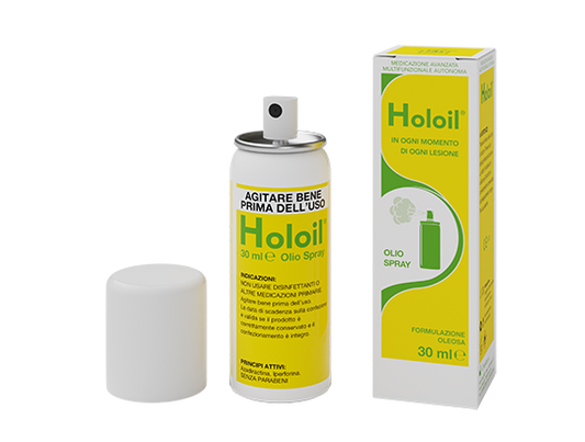 Holoil olio spray 30 ml Prevenzione piaghe da decubito, Ferite traumatiche, Ustioni, Piaghe da Decubito
