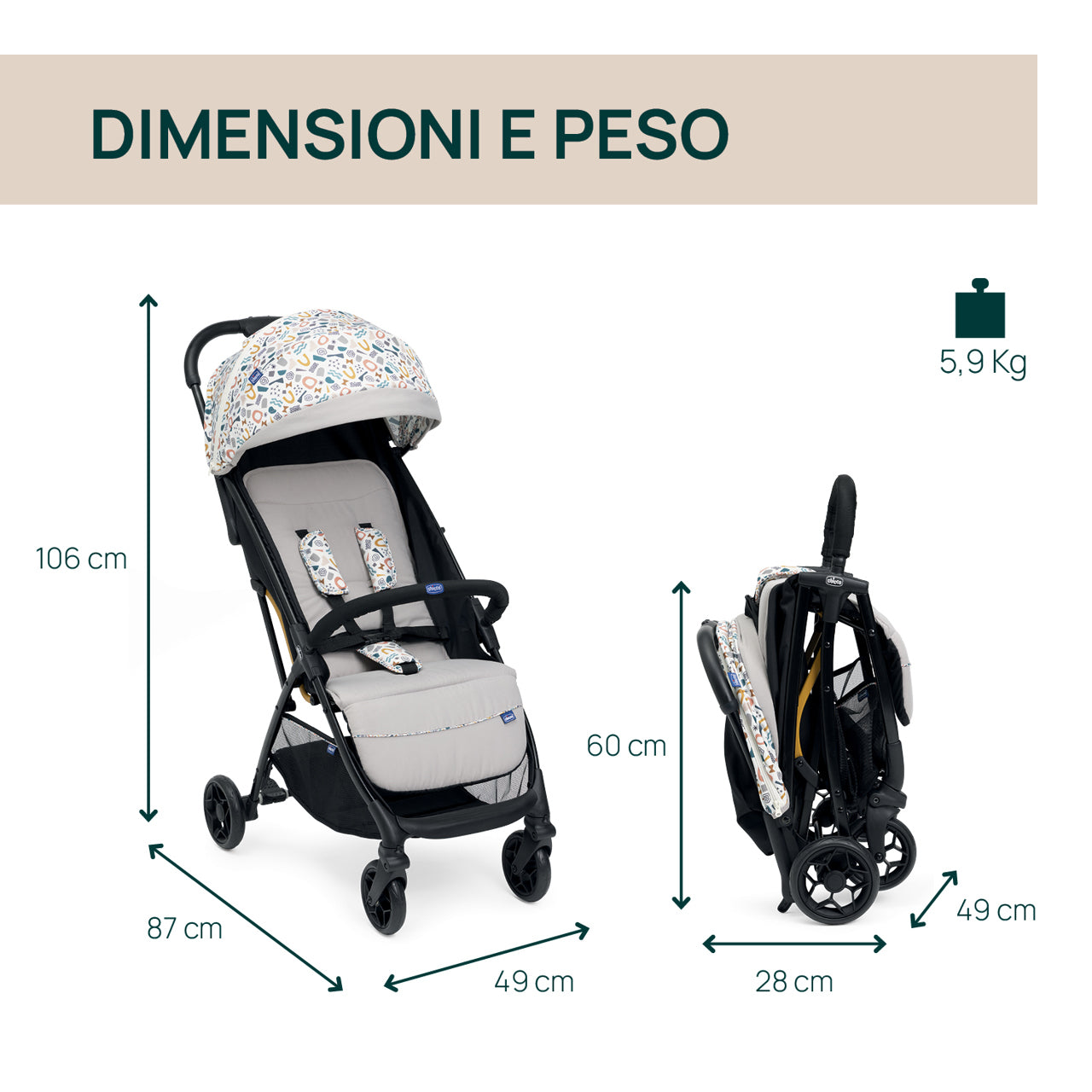 Passeggino leggero fino a 22 kg  Chicco Glee